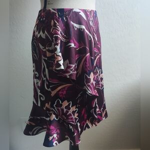 Banana Republic Maroon & Pink floral Paisley layered Ruffle midi skirt (2)